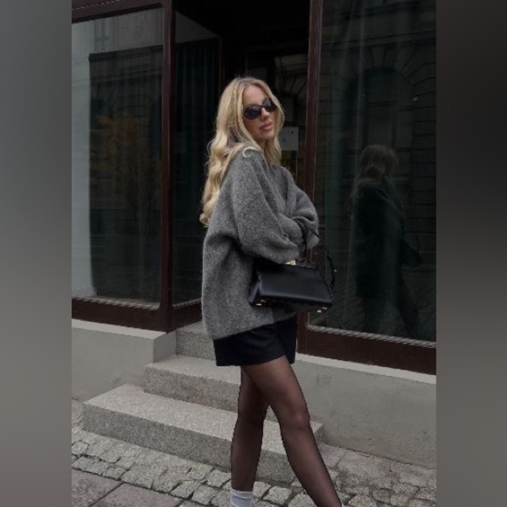 H&M mohair blend charcoal grey oversized fuzzy loose fit minimal scandi girl - Picture 11 of 12